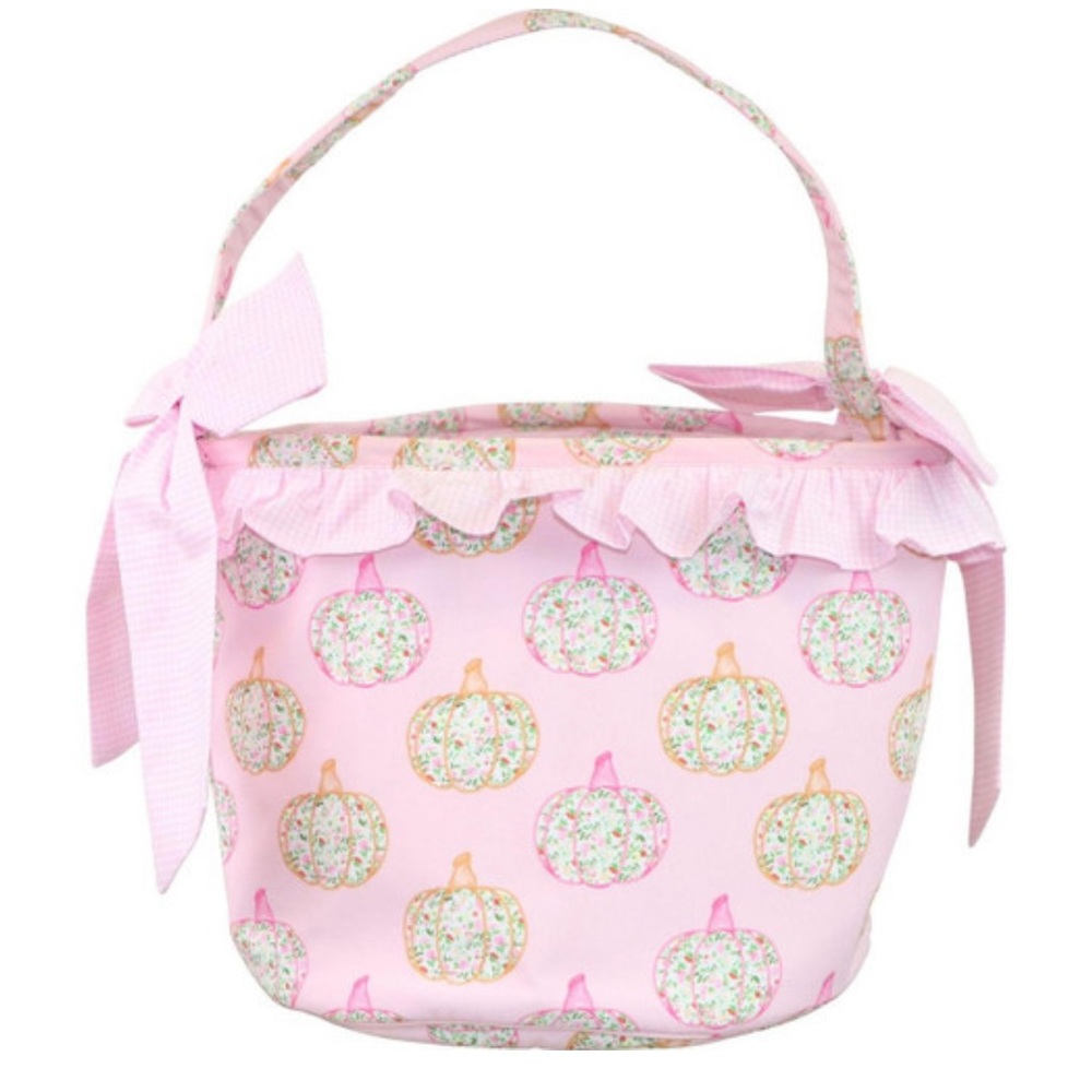 Pink Gingham Pumpkin Print Bucket